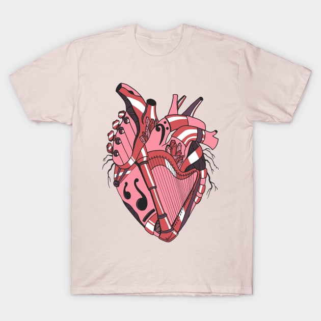 Ambrose No 2 Musical Heart T-Shirt by kenallouis